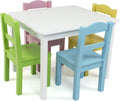 Durable Kids Wooden Table and 4 Chairs Set for Playtime Fun