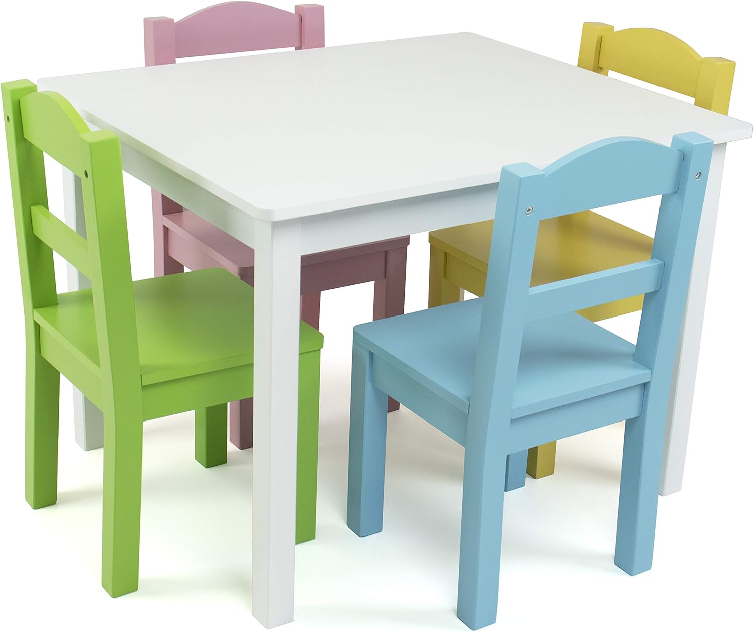 Durable Kids Wooden Table and 4 Chairs Set for Playtime Fun
