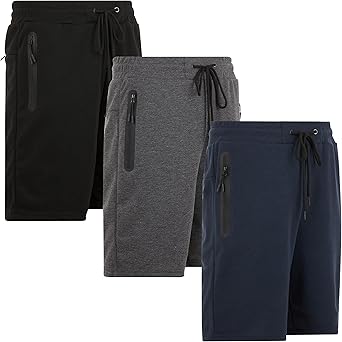 PURE CHAMP Mens Shorts 3 PK Tech Fleece Cotton Casual Lounge