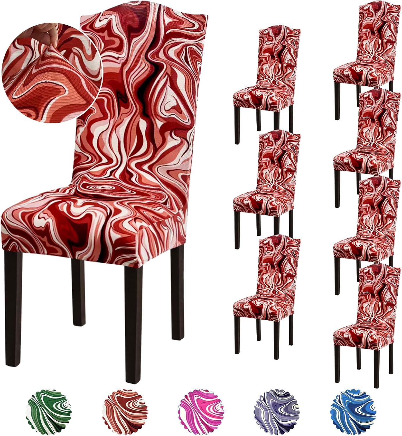 Stretch Dining Room Chair Covers Set of 8 for Home and Events