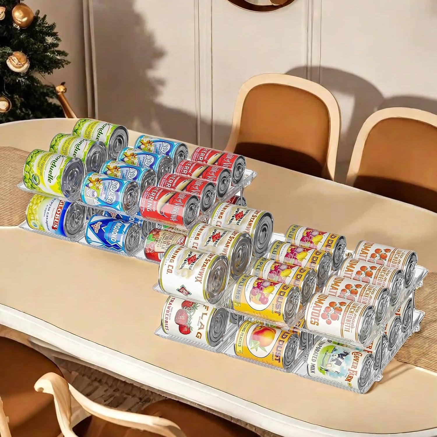 Can Organizer for Pantry - Clear 2-Tier Storage Rack 2 Pack