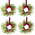 Mini Christmas Wreath 15in Set of 4 - Kitchen Cabinet & Door Decor