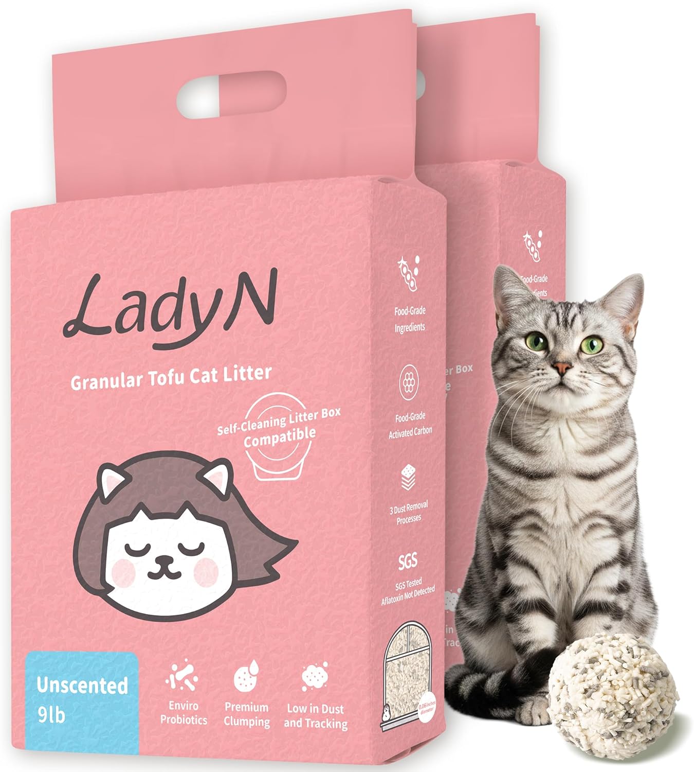 Lady N Granular Tofu Cat Litter for Automatic Self-Cleaning Boxes