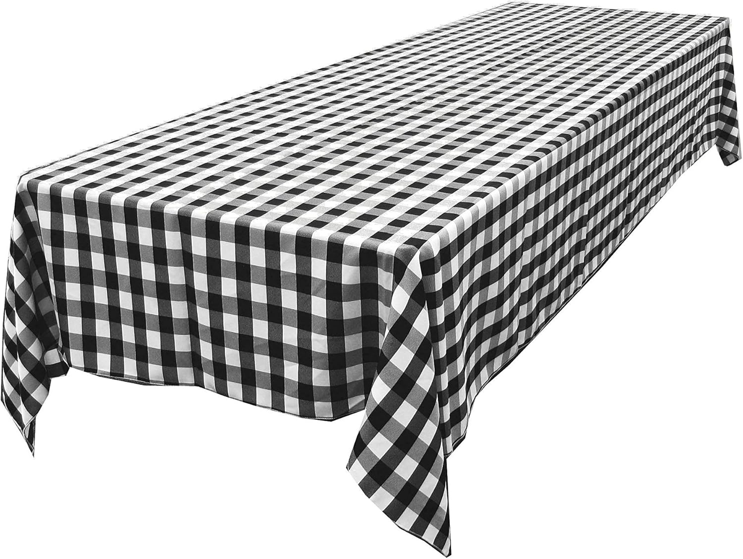 Black Gingham Checkered Tablecloth - 60 x 144 in. Polyester