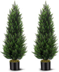 Artificial Topiary Cedar Trees 4FT Tall 2 Set - Realistic Faux Pine