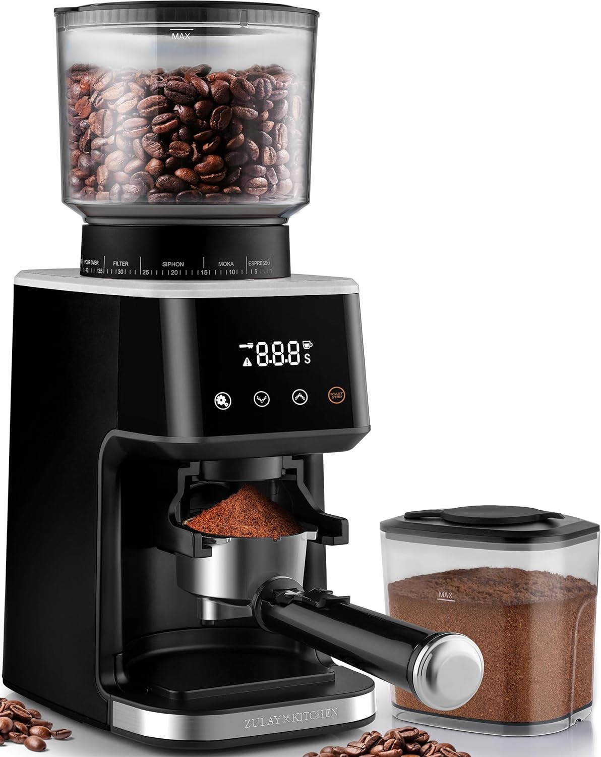 Zulay Kitchen Electric Burr Grinder - Commercial Espresso & Coffee Bean Grinder