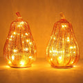 Decorkey Fall Decorations: Set of 2 LED Glass Pumpkins for Home