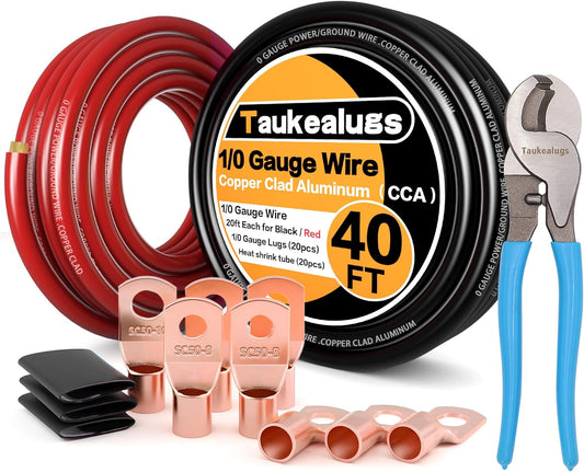 1/0 Gauge Battery Cable Wire Kit for Automotive Power Ground