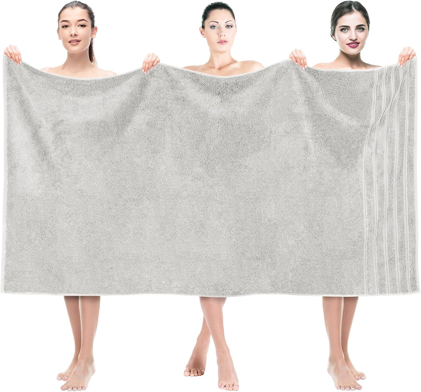 Oversized Luxury Bath Towels 35x70 in Silver Grey for Comfort