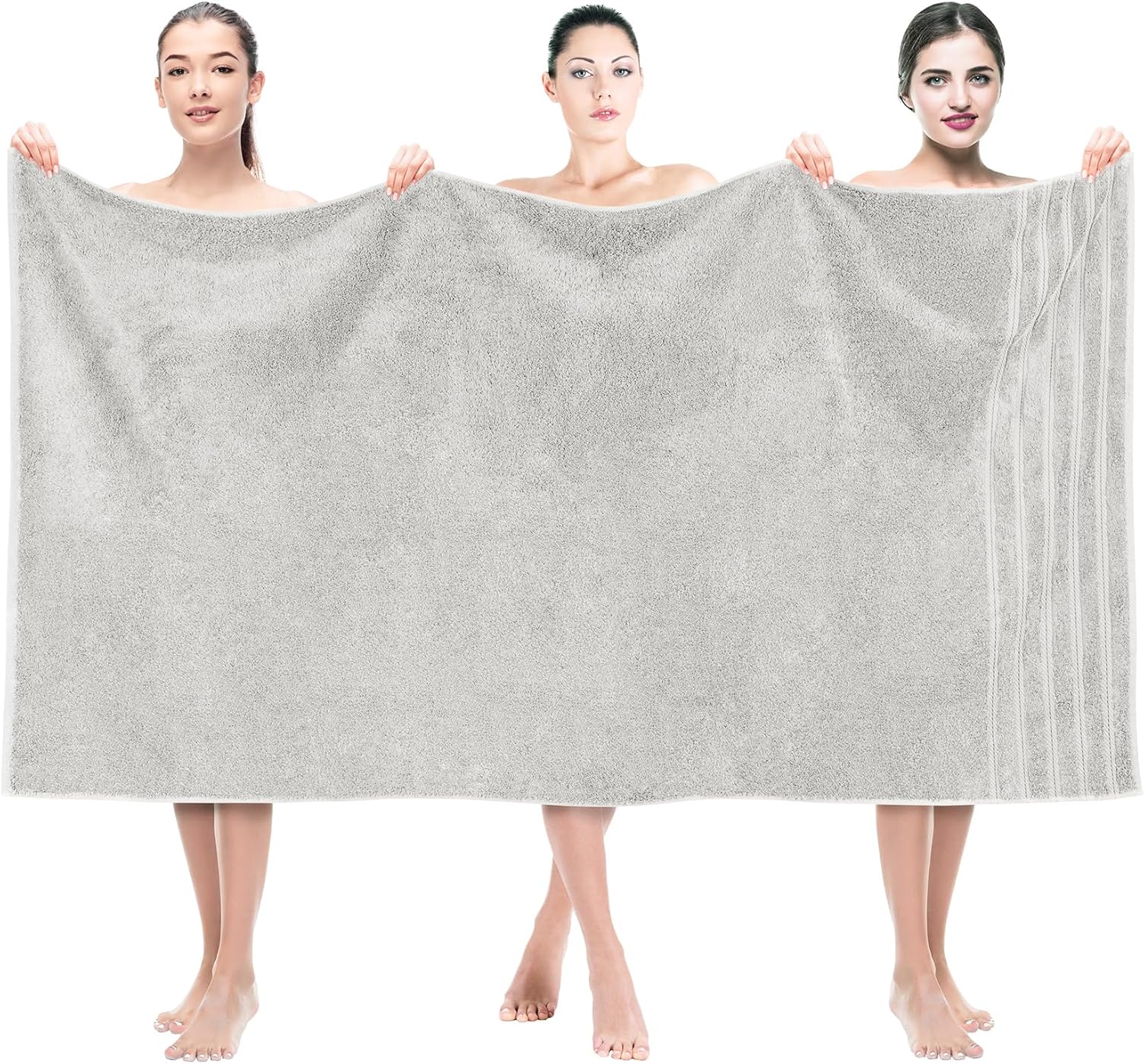 Oversized Luxury Bath Towels 35x70 in Silver Grey for Comfort