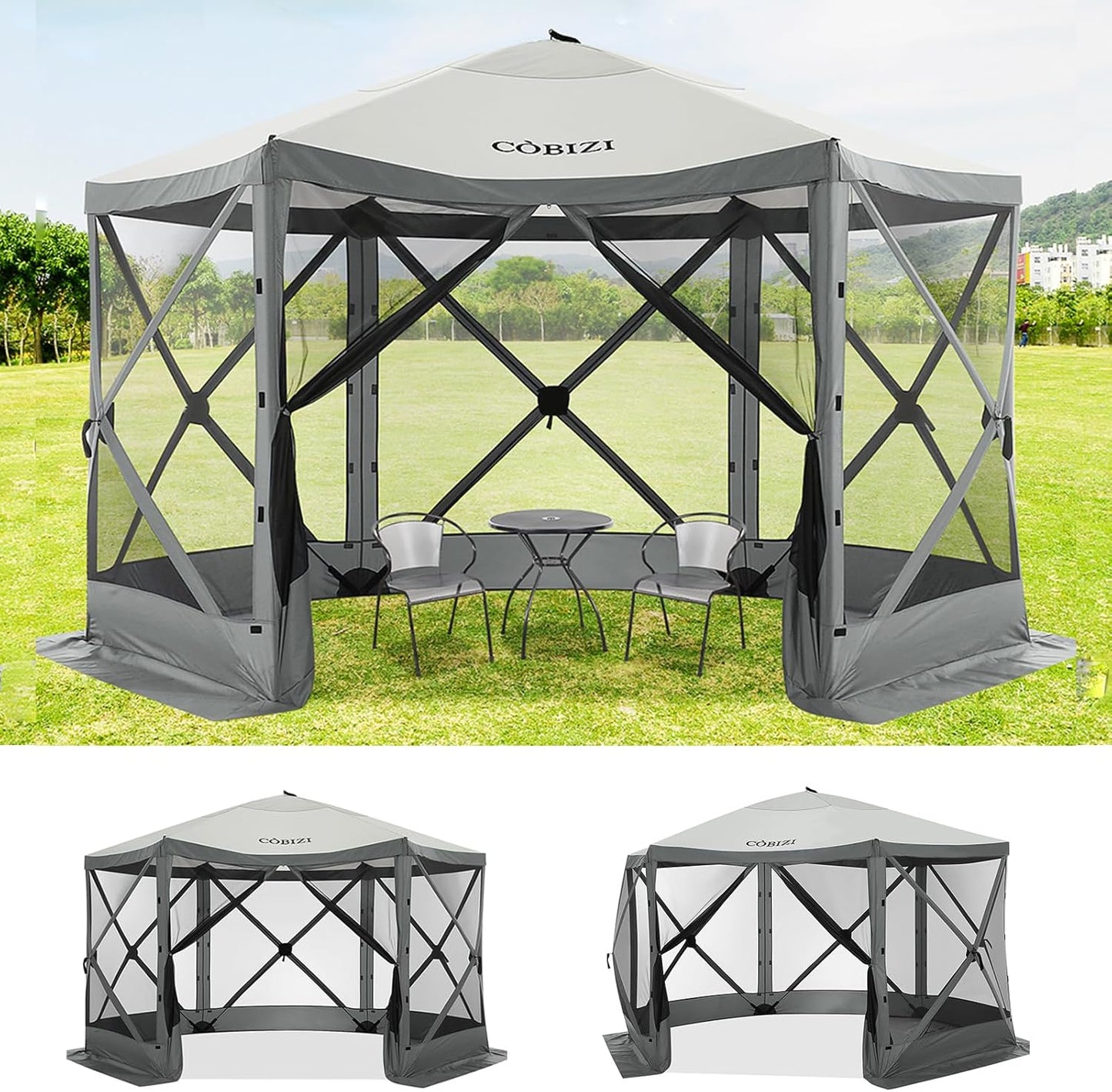 COBIZI 12x12ft Pop Up Gazebo Screen Tent for Outdoor Camping