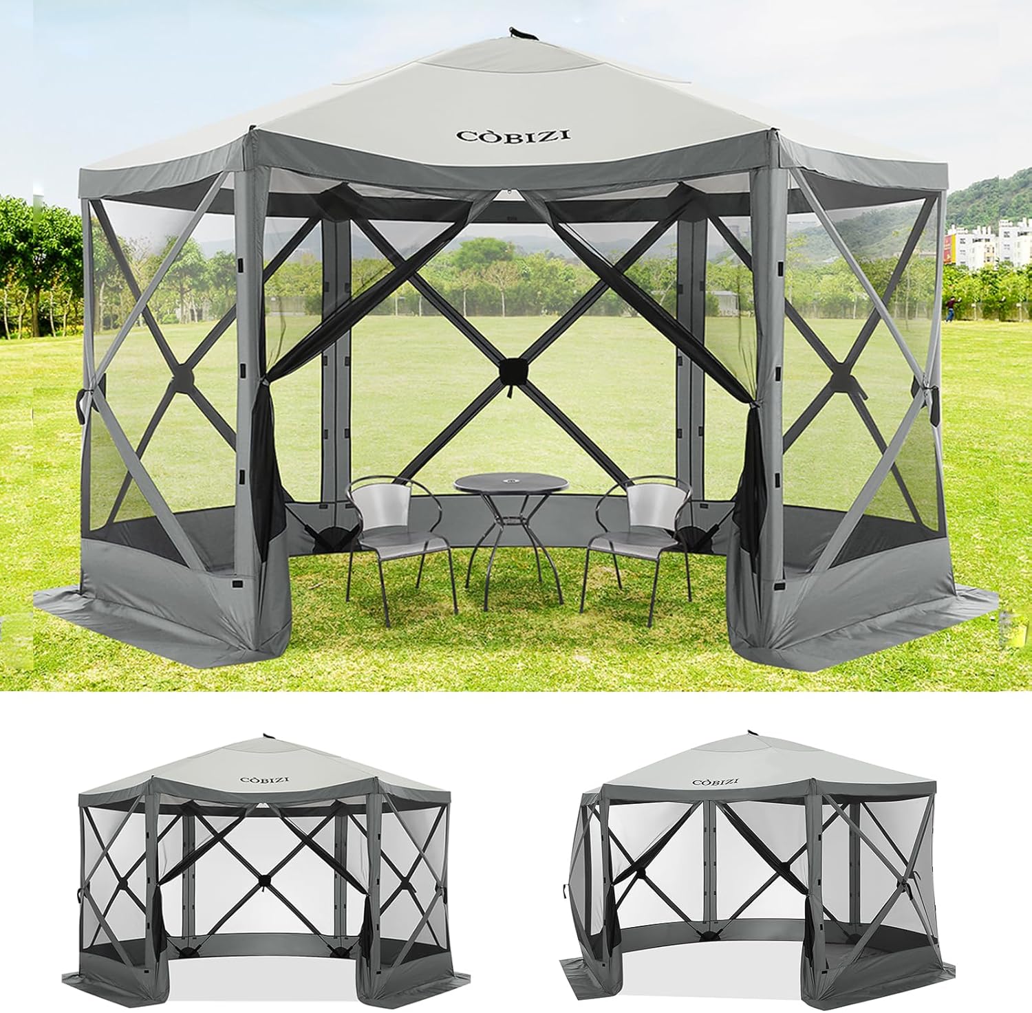 COBIZI 12x12ft Pop Up Gazebo Screen Tent for Outdoor Camping
