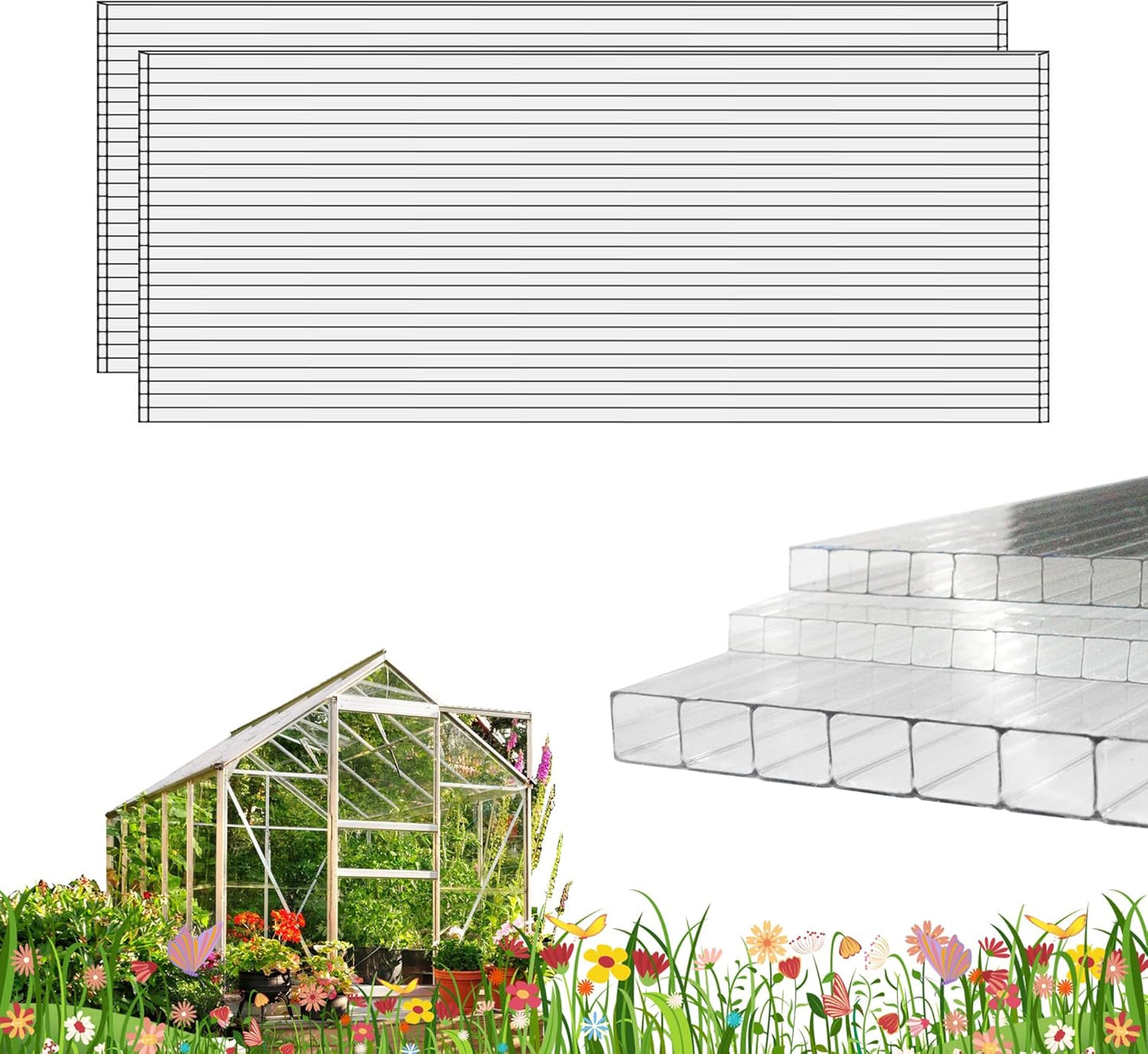 12 PCS Polycarbonate Greenhouse Panels for Ultimate Protection