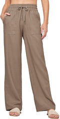 Women Linen Pants Wide Leg Palazzo with Pockets - Cotton Linen