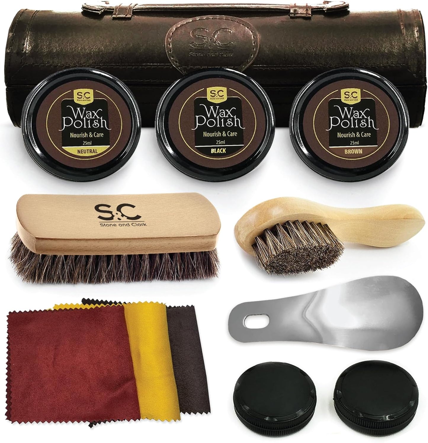 Original Shoe Polish & Care Kit for Leather Shoes by Stone and Clark