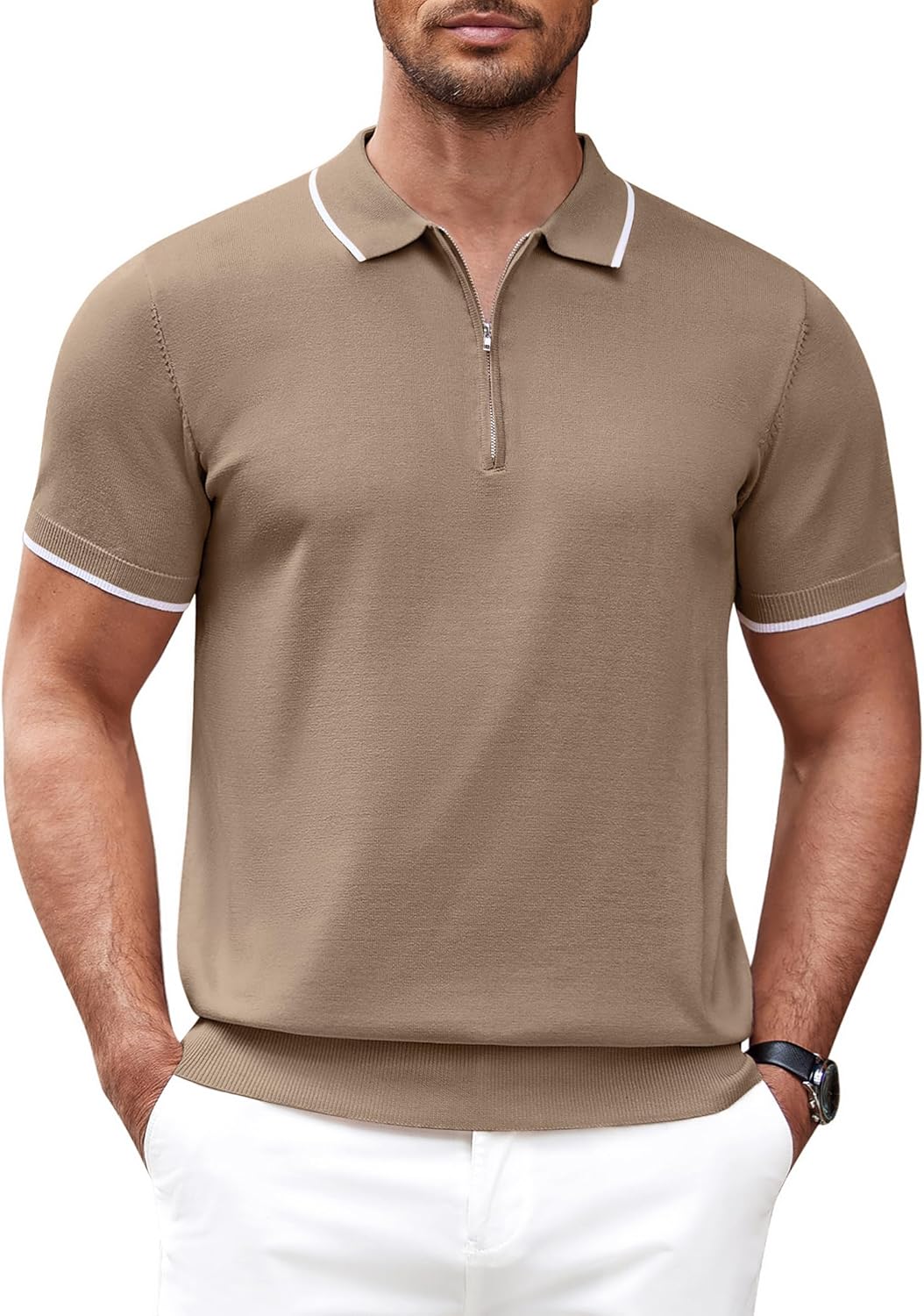 Stylish Men's Zipper Polo Shirt for Casual and Formal Wear