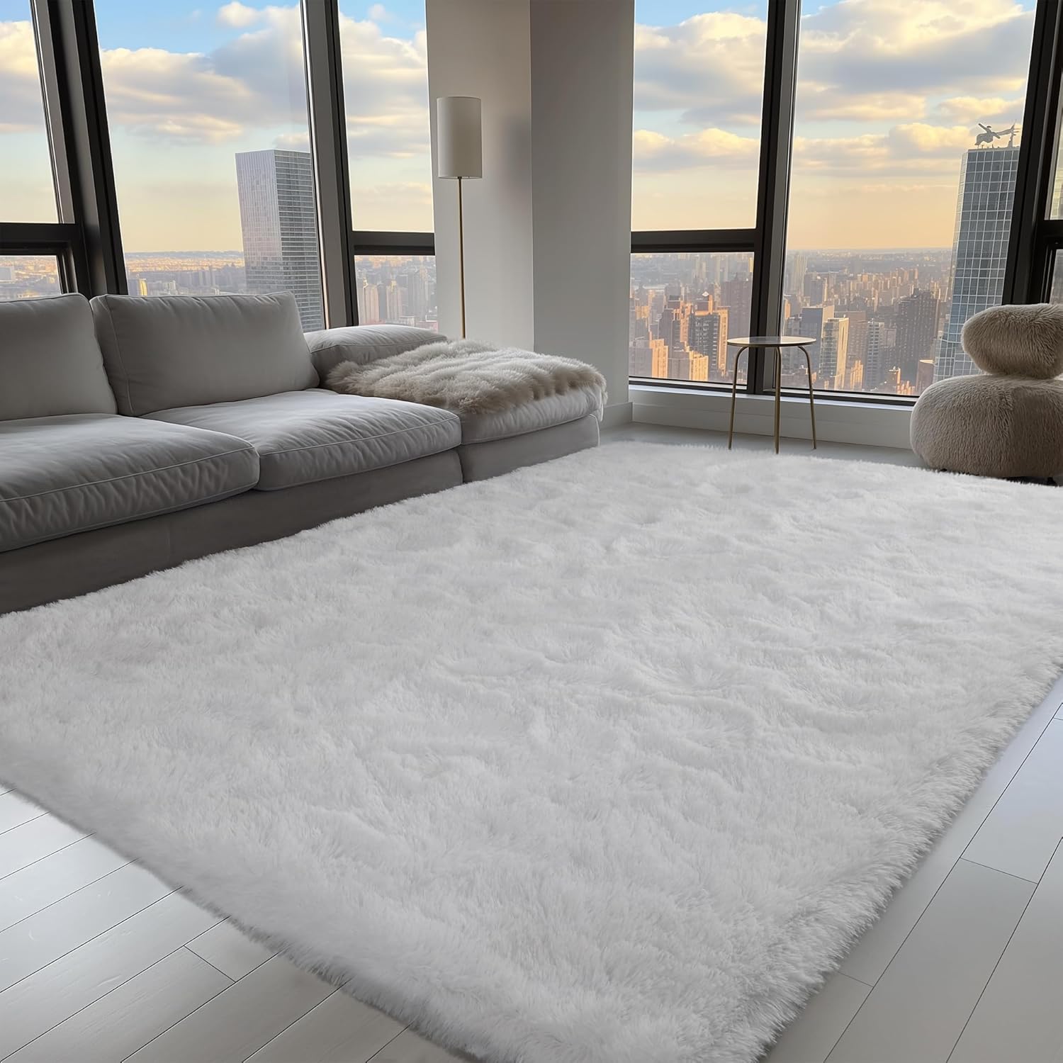 Zentavio White Area Rugs for Bedroom Soft Large Living Room