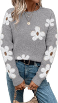 SHENHE Women's Floral Crewneck Sweater - Breathable Casual Pullover