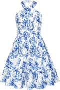 Girls Summer Off Shoulder Floral A-line Midi Dress - Trendy Fit