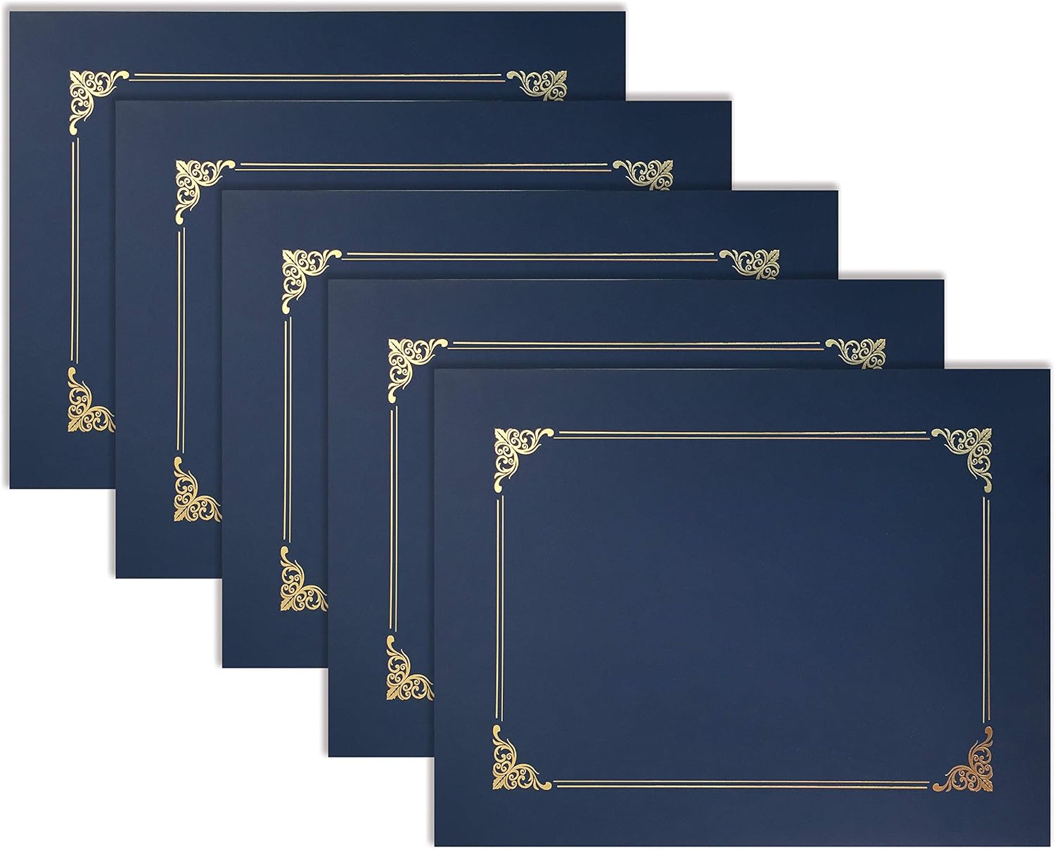 Gold Foil Navy Blue Certificate Holders x25
