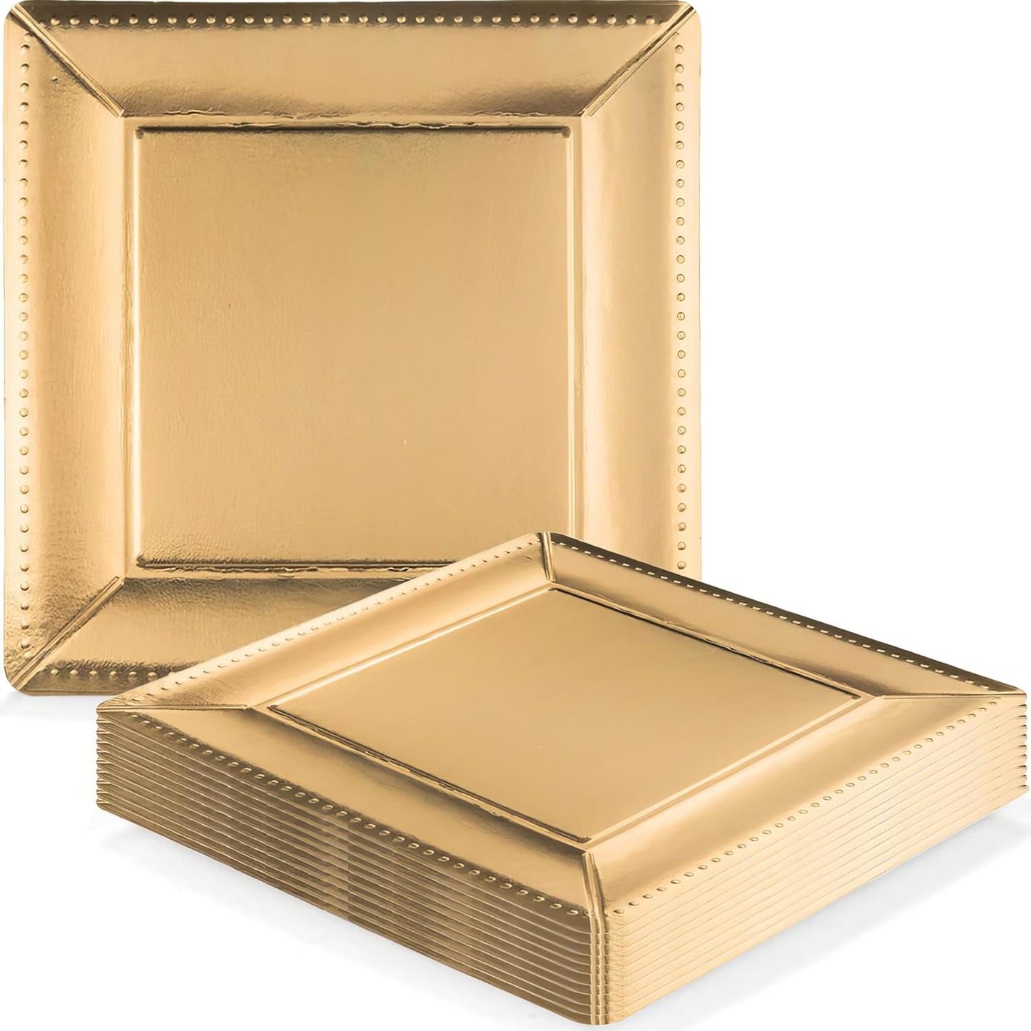 Gold Square Beaded Charger Plates - Luxe & Eco-Friendly - Ideal for Events