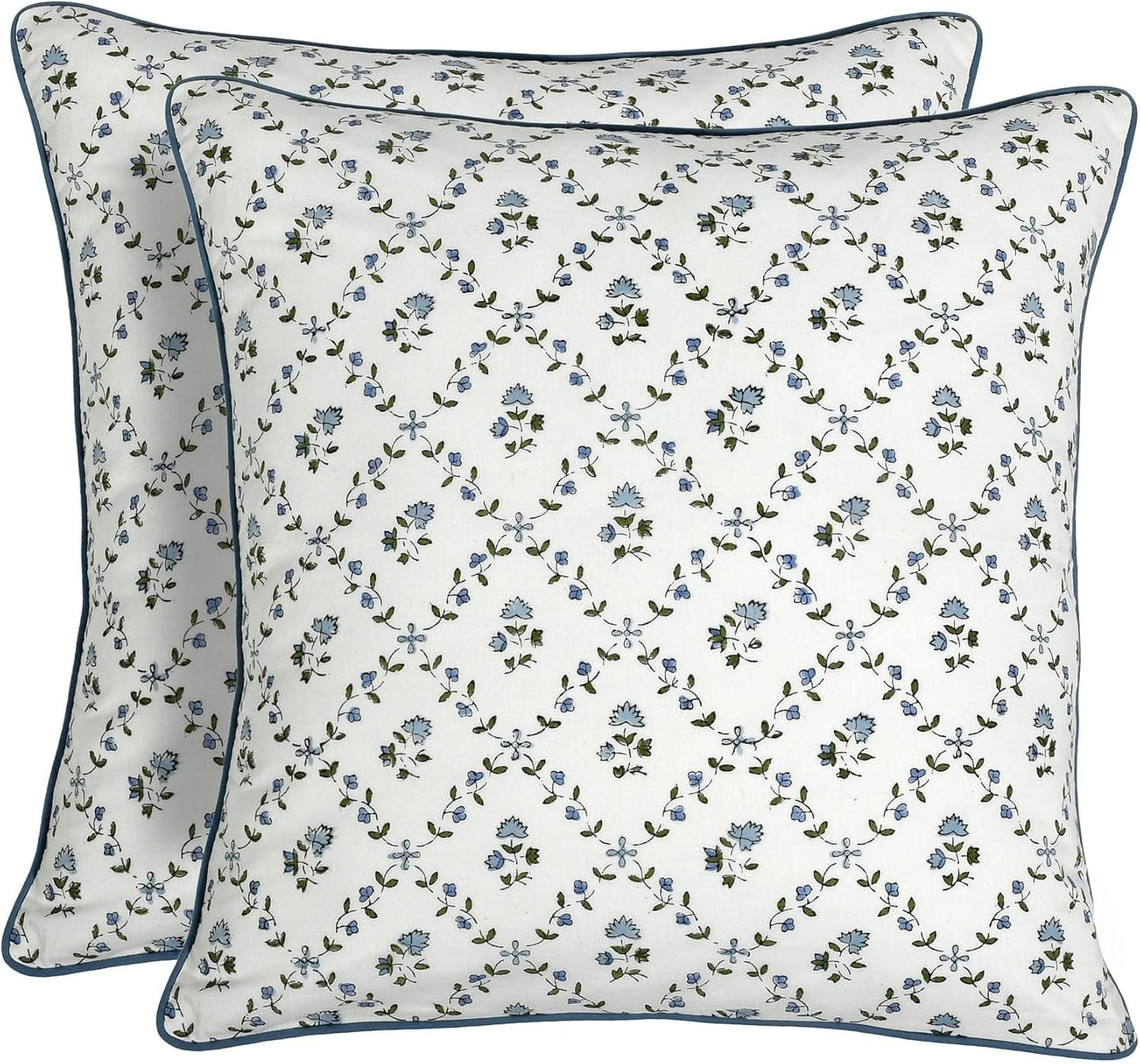 Ridhi Powder Blue Block Print Pillow Cover Set for Home Decor