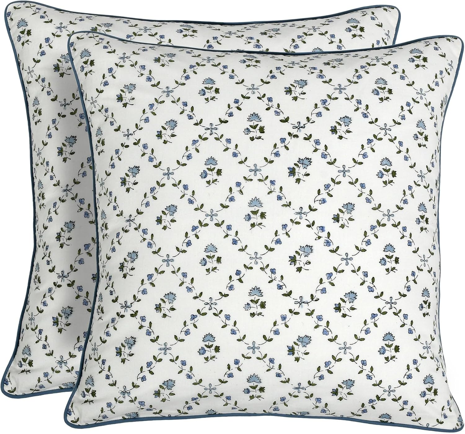 Ridhi Powder Blue Block Print Pillow Cover Set for Home Decor