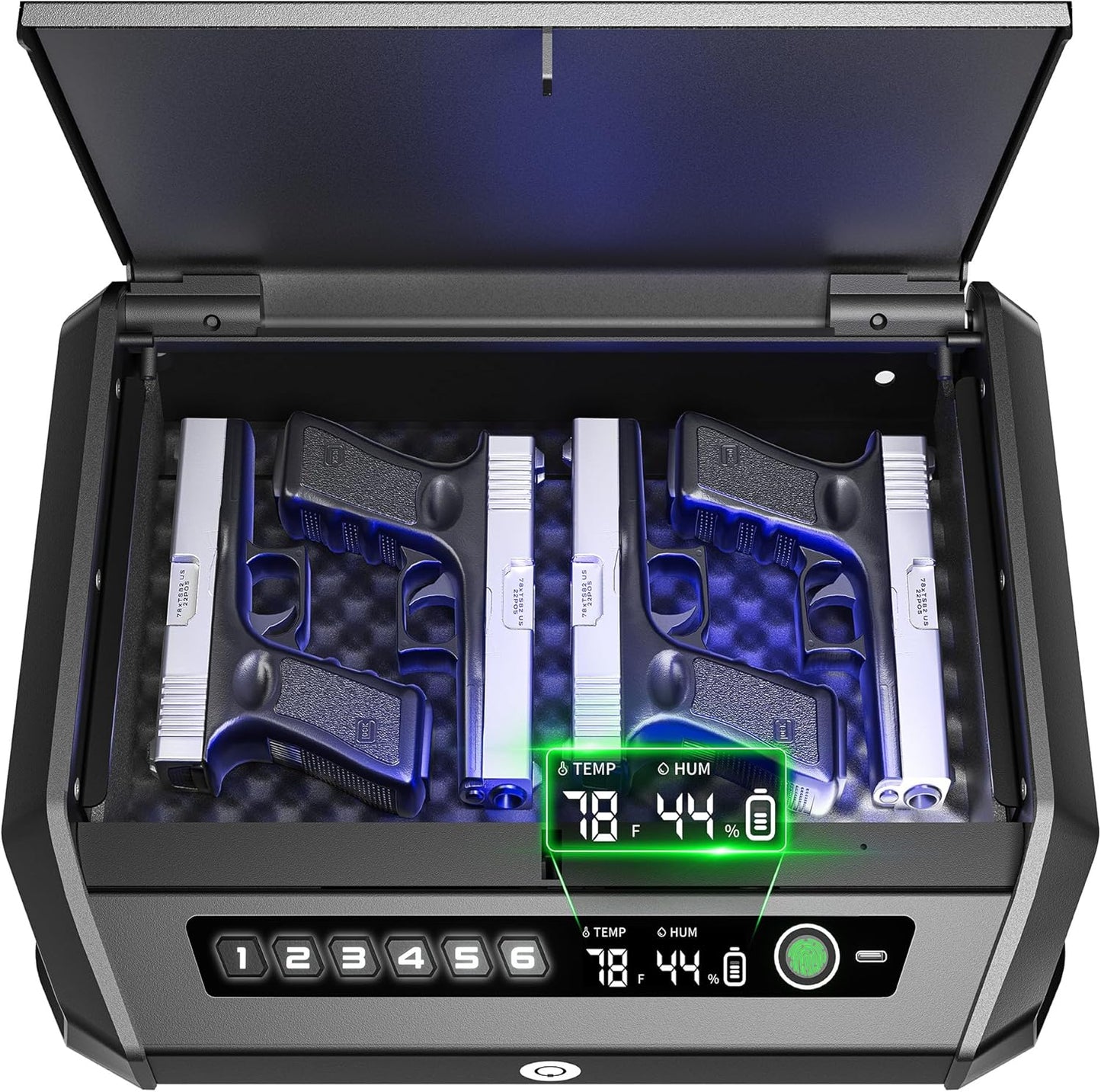 Gun Safe with LCD Display for Quick Access to 2-4 Pistols