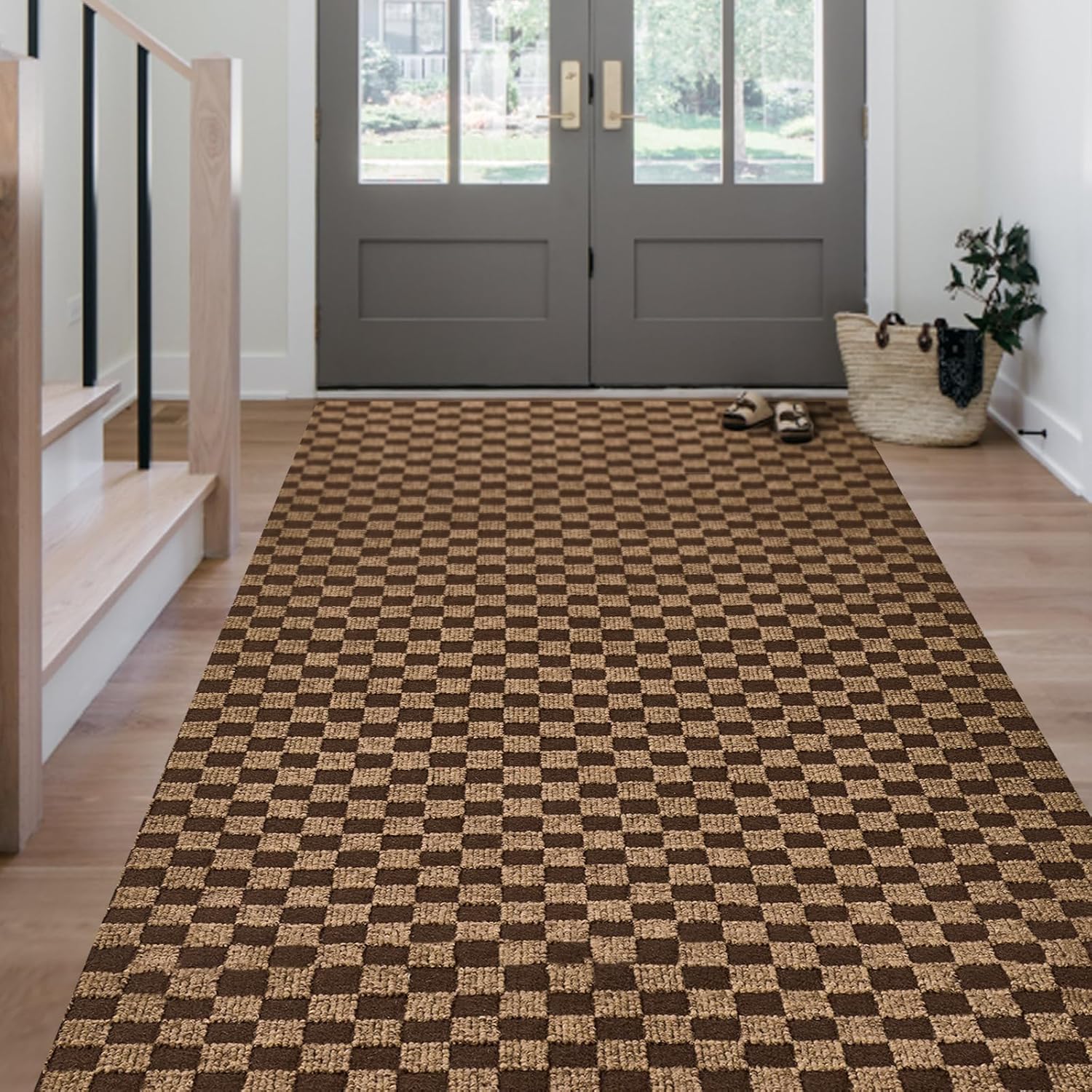 Outdoor Indoor Runner Rug with Non-Slip Backing for All Spaces