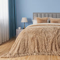 Fuzzy Faux Fur Throw Blanket Queen Size Brown - Super Soft Cozy