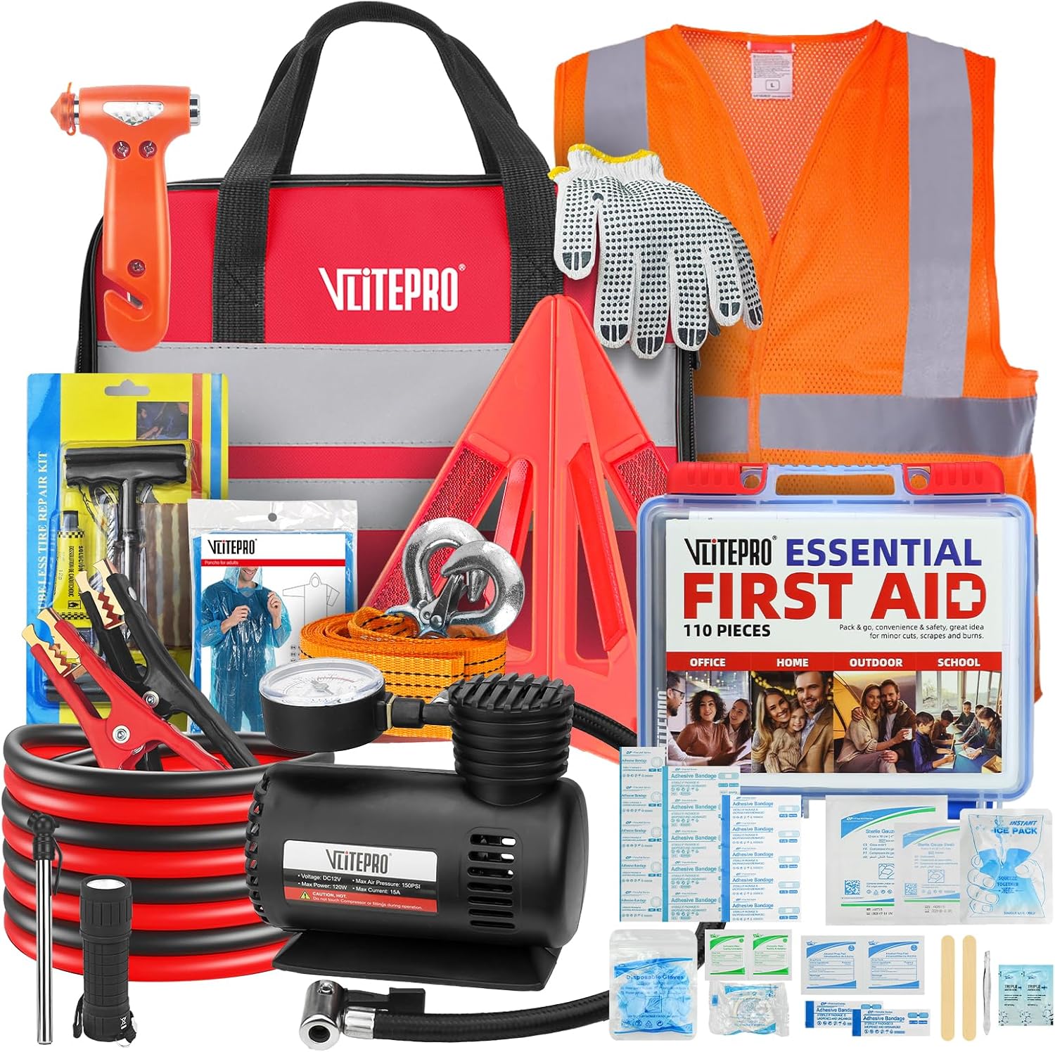 Emergency Car Kit with Air Compressor - VLITEPRO