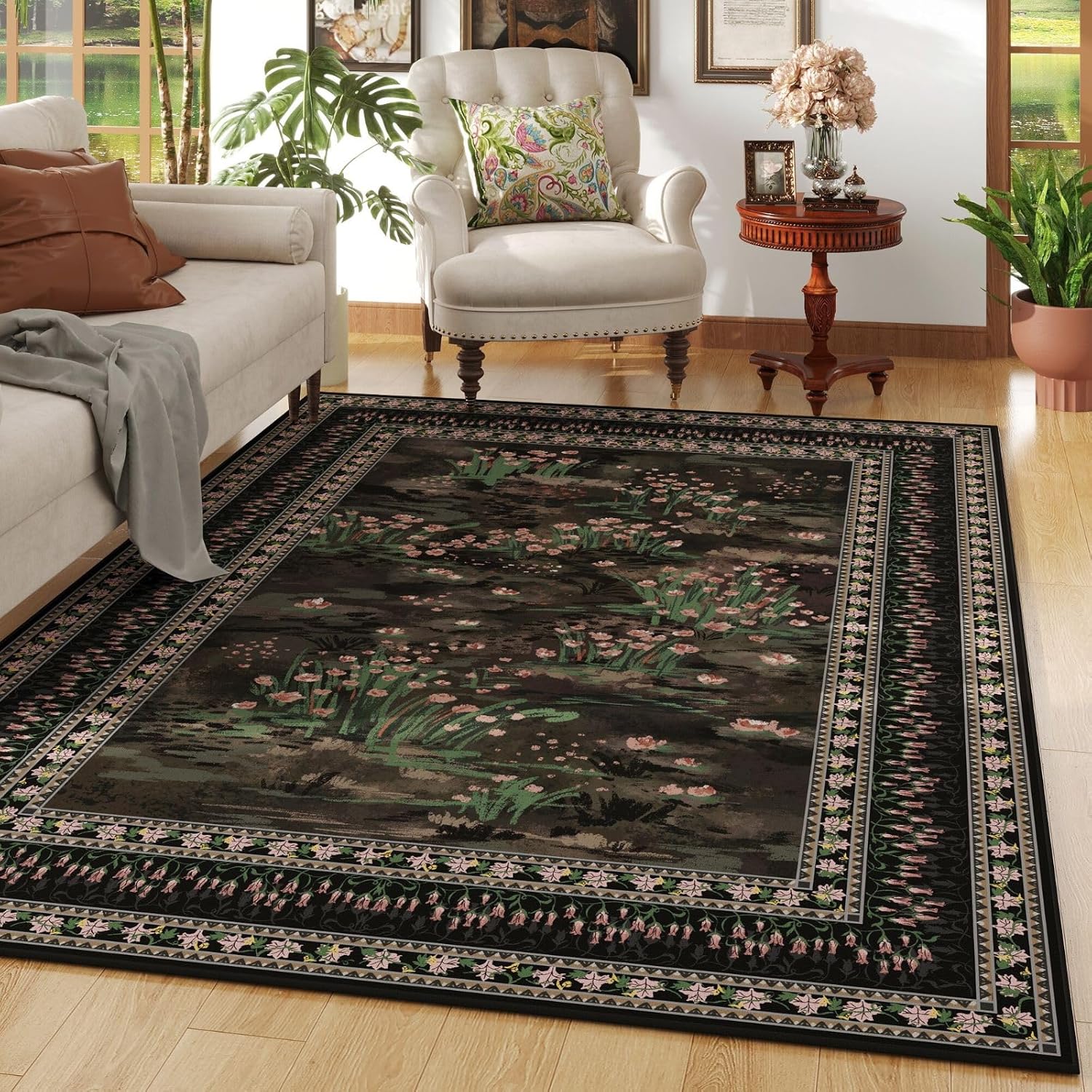 Impressionist-Style Vintage Washable Area Rug for Every Room