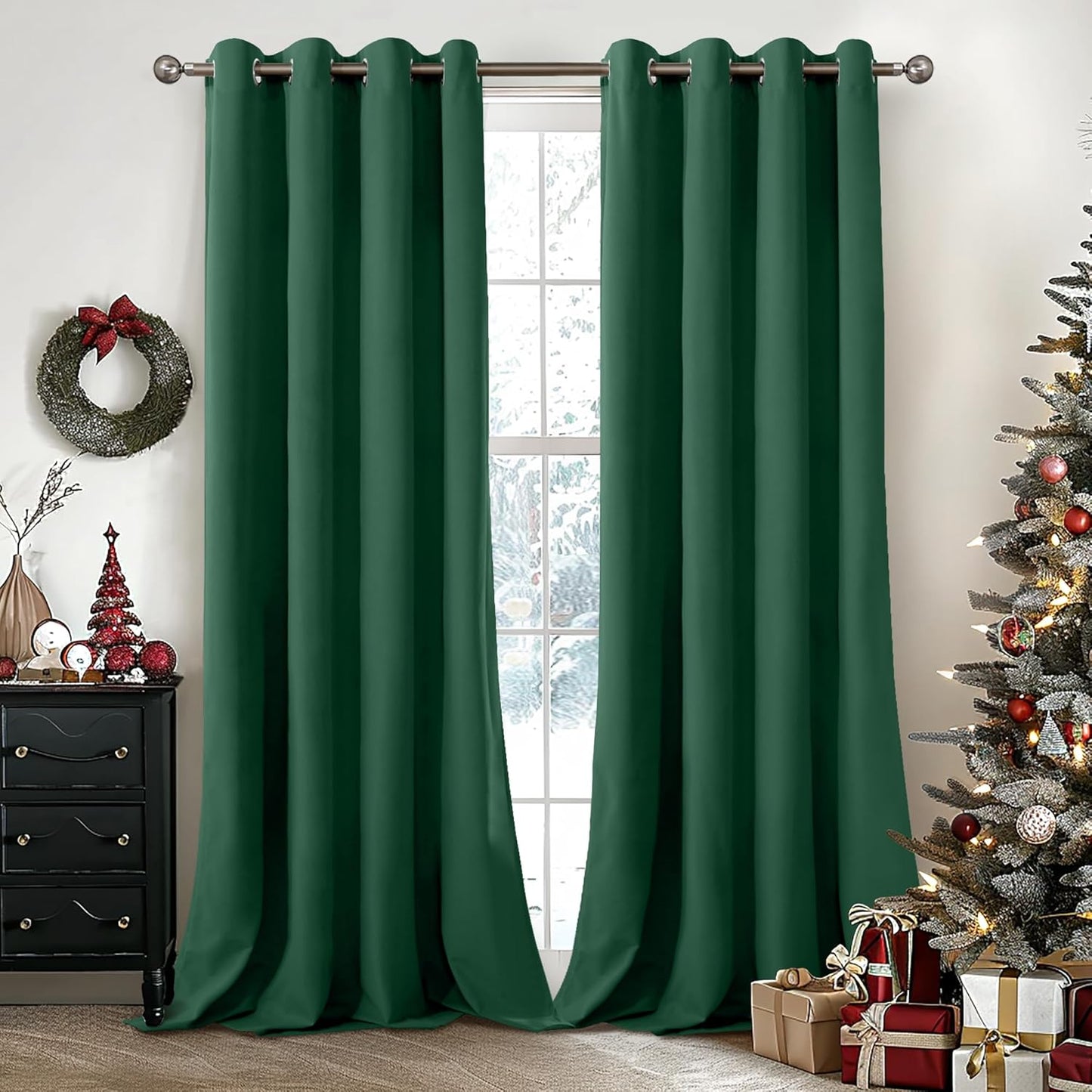 Extra Long Velvet Curtains for Living Room - Emerald Green Drapes