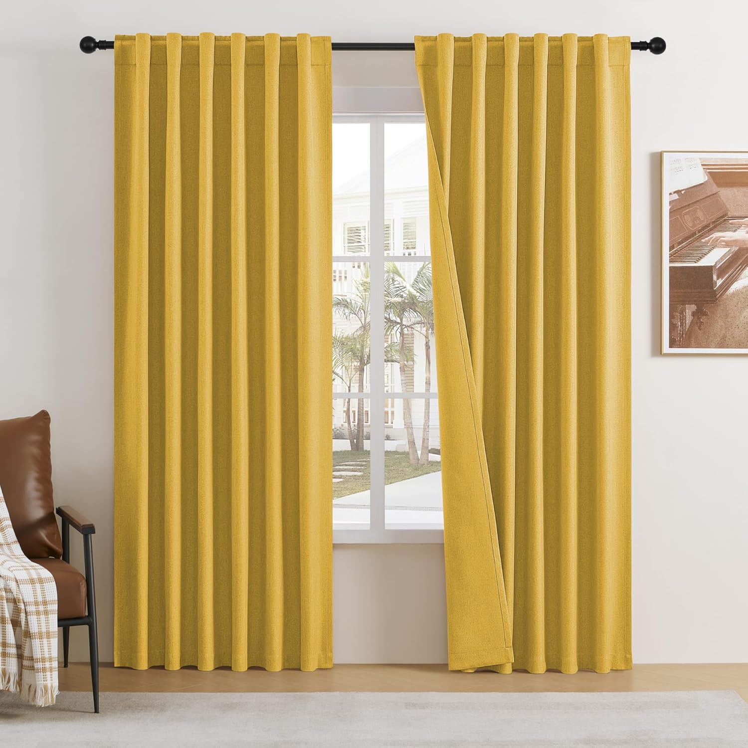 DUALIFE Blackout Curtains 84 Inches Long for Bedroom and Living Room