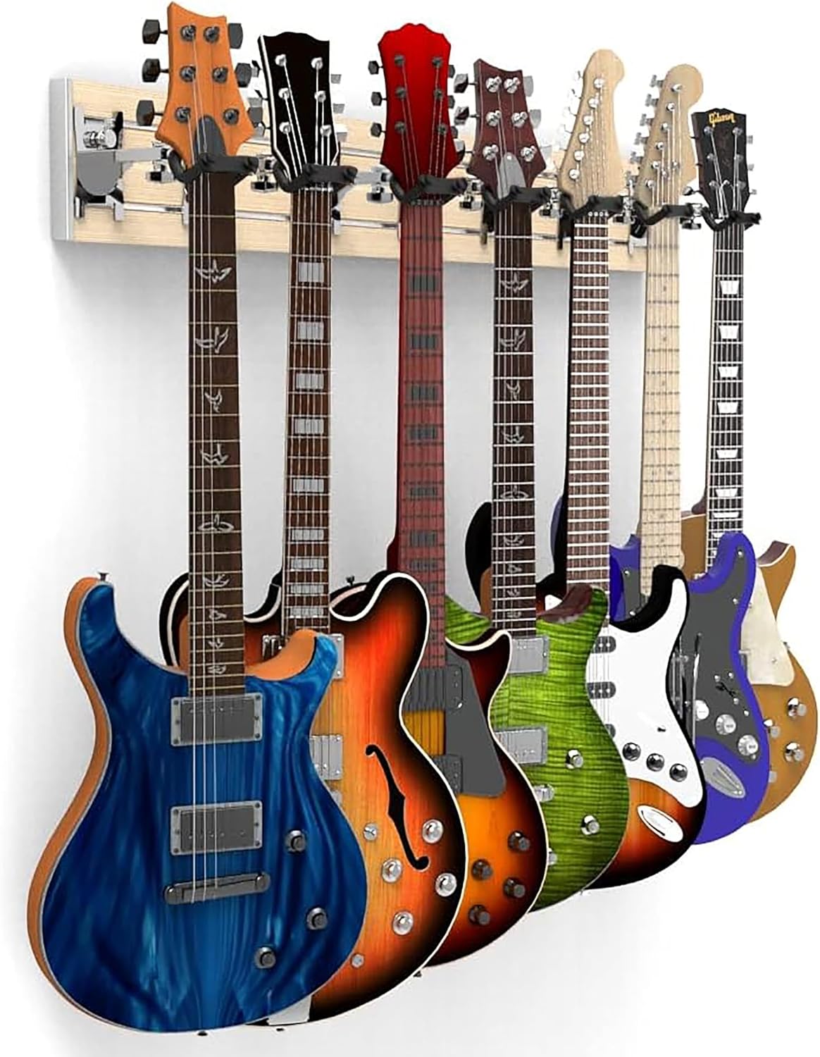 DLDIRECT Multiple Guitar & Ukulele Wall Mount for 7 Instruments