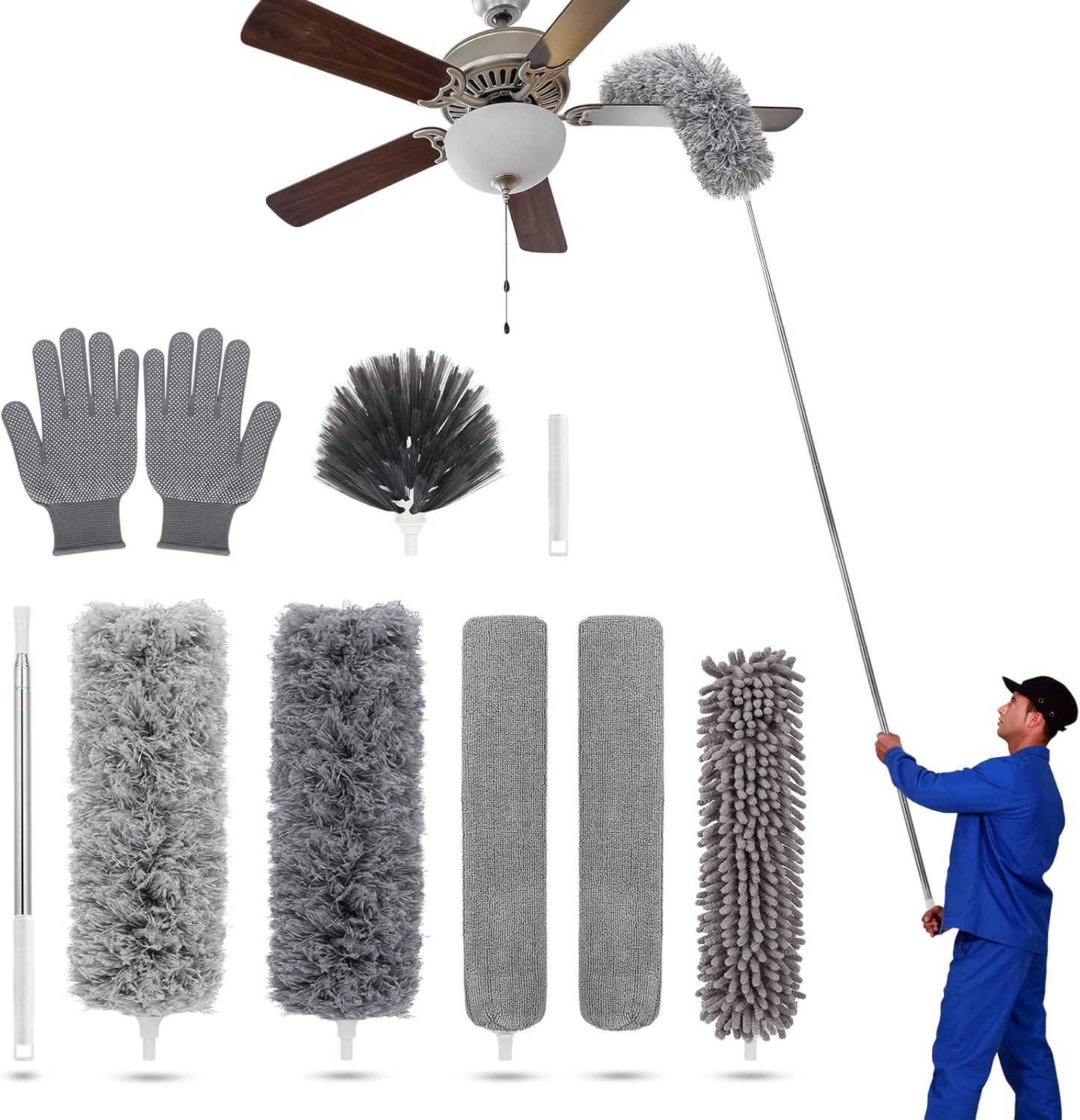 Duster with Extension Pole for Cleaning High Ceilings and More