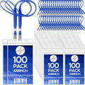 Extra Large 4 x 8 in Badge Holders with Lanyard Bulk - 100 Pack