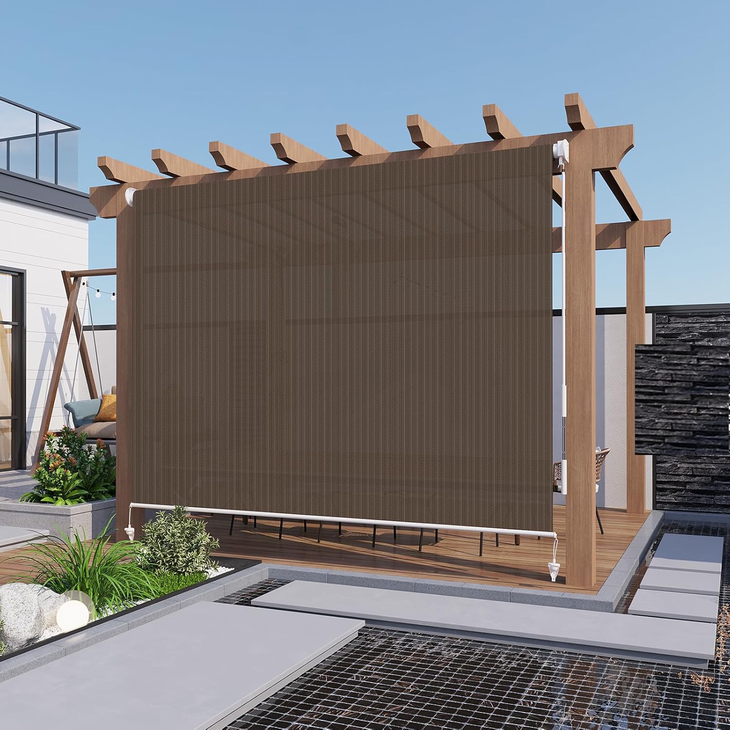 LOVE STORY Patio Shades Cordless Roller Shade for Outdoor Use