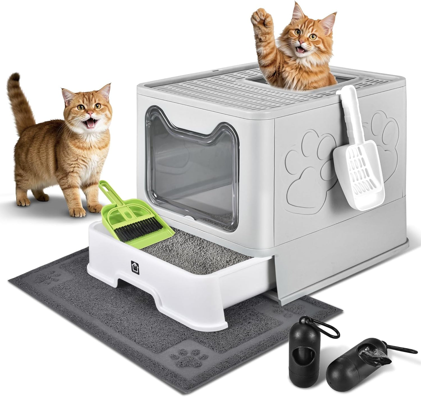 Enclosed Cat Litter Box with Lid for Easy Cleaning and Odor Control