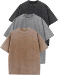 Flygo 3 Pack Oversized Men Acid Washed Tees - Comfortable Streetwear