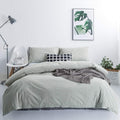 Green Gingham Duvet Cover King Size - Breathable 100% Washed Cotton