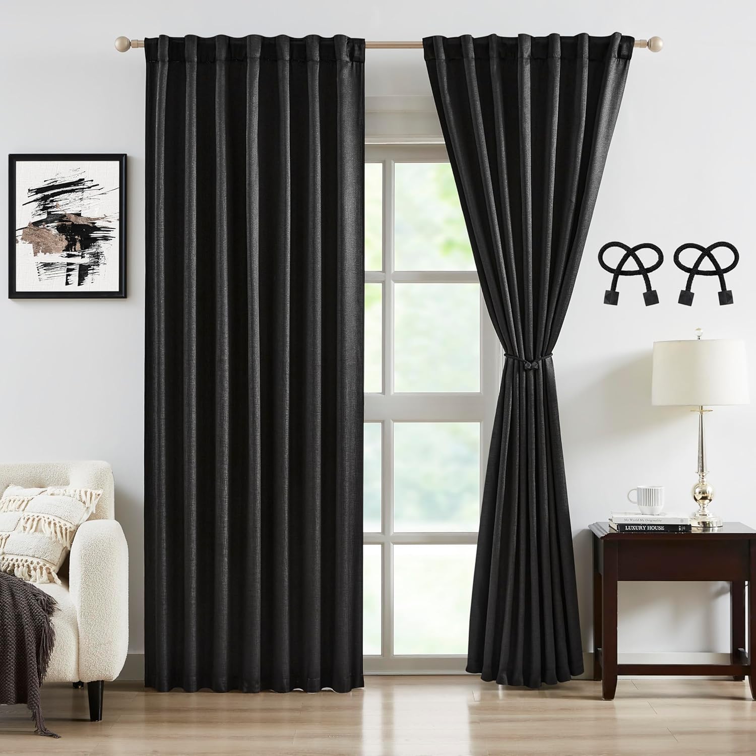 Bujasso Luxury Blackout Curtains - Room Darkening Magic!