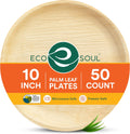 ECO SOUL Compostable 10 in Palm Leaf Round Plates (50 Count) - Durable