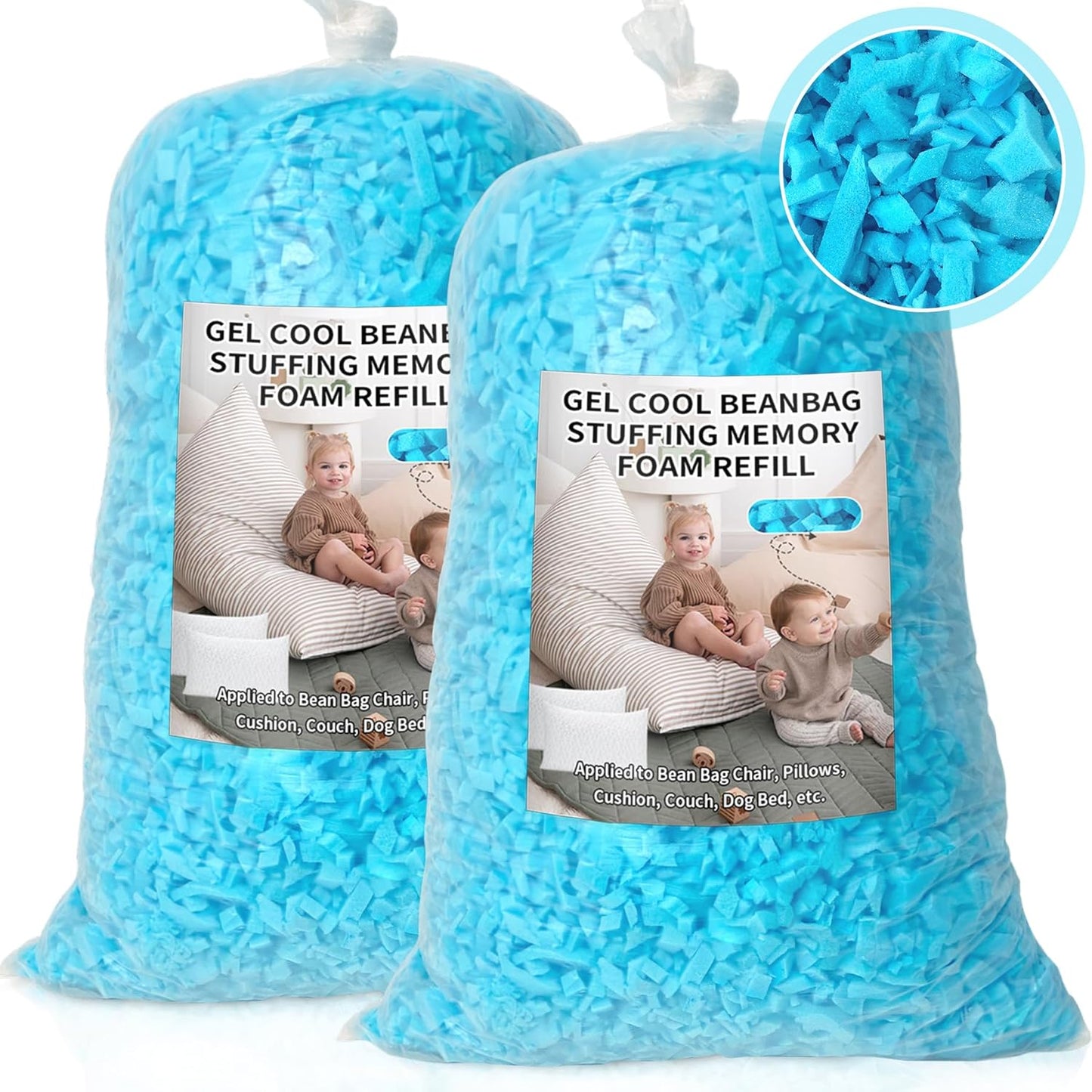 10lbs Soft Memory Foam Bean Bag Refill - Jecqbor