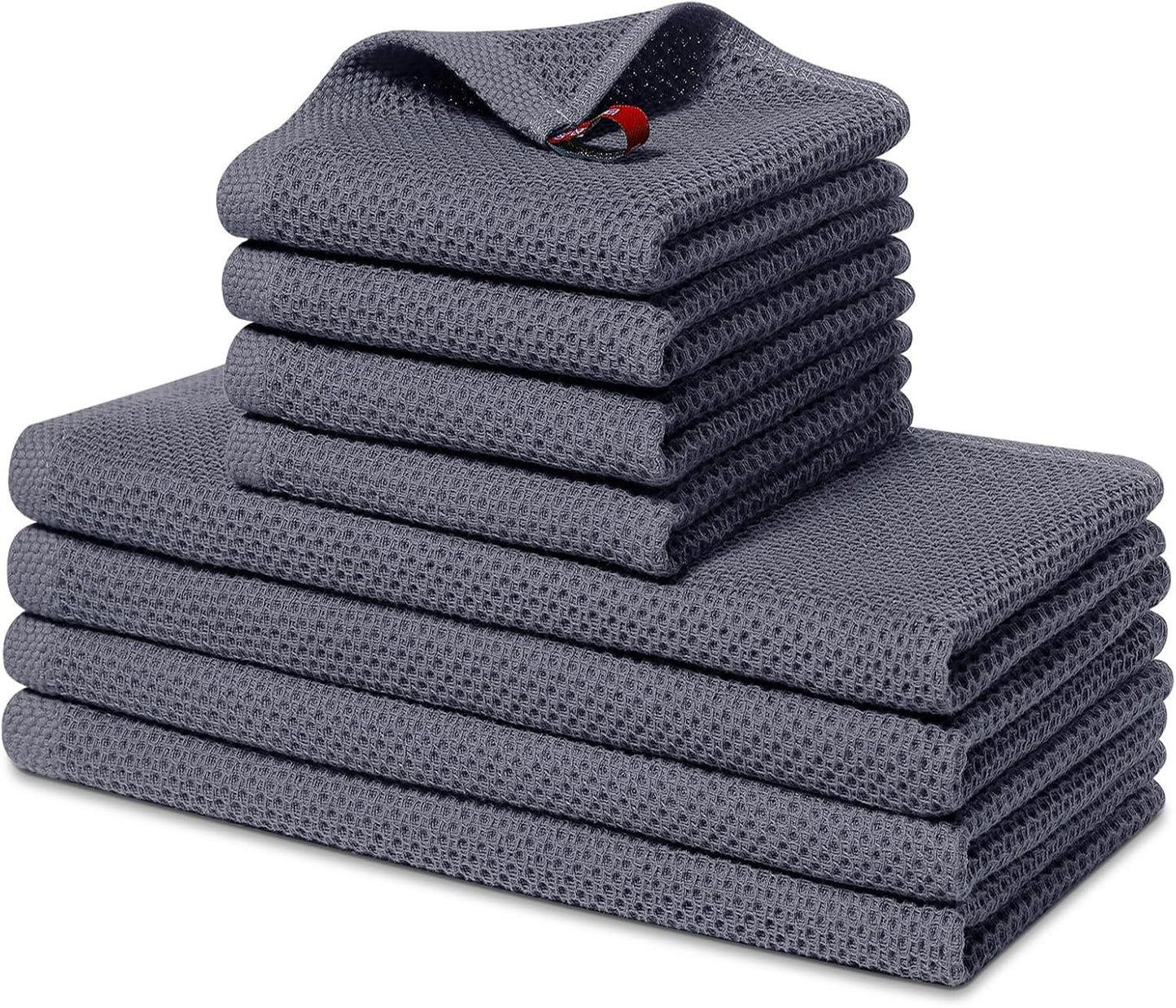 Ultra Soft Cotton Kitchen Towels Set - Absorbent & Bulk (Dark Grey)