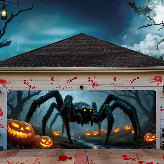 Giant Spider Halloween Garage Door Decorations for Spooky Parties