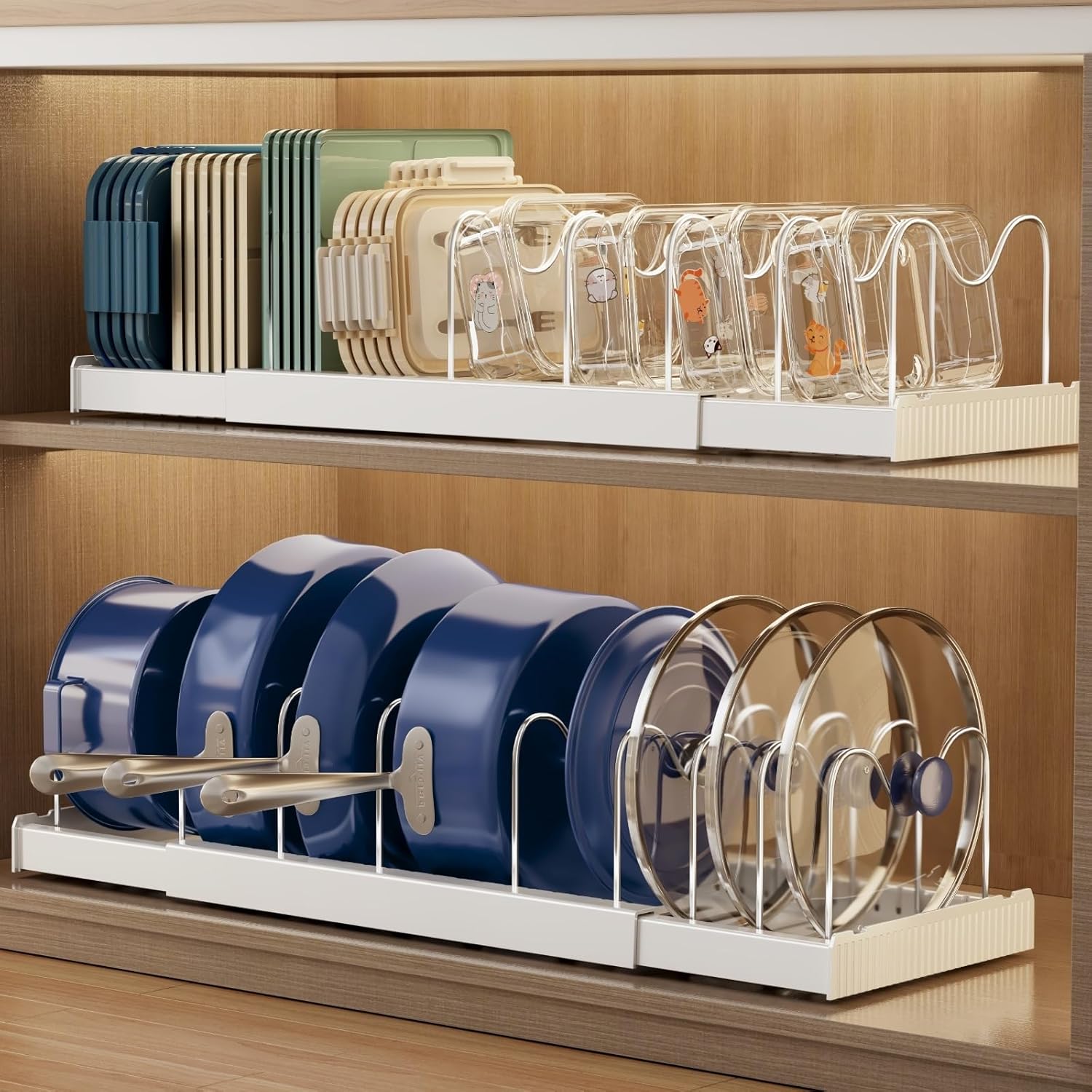 Expandable Food Storage Container Lid Organizers for Kitchen