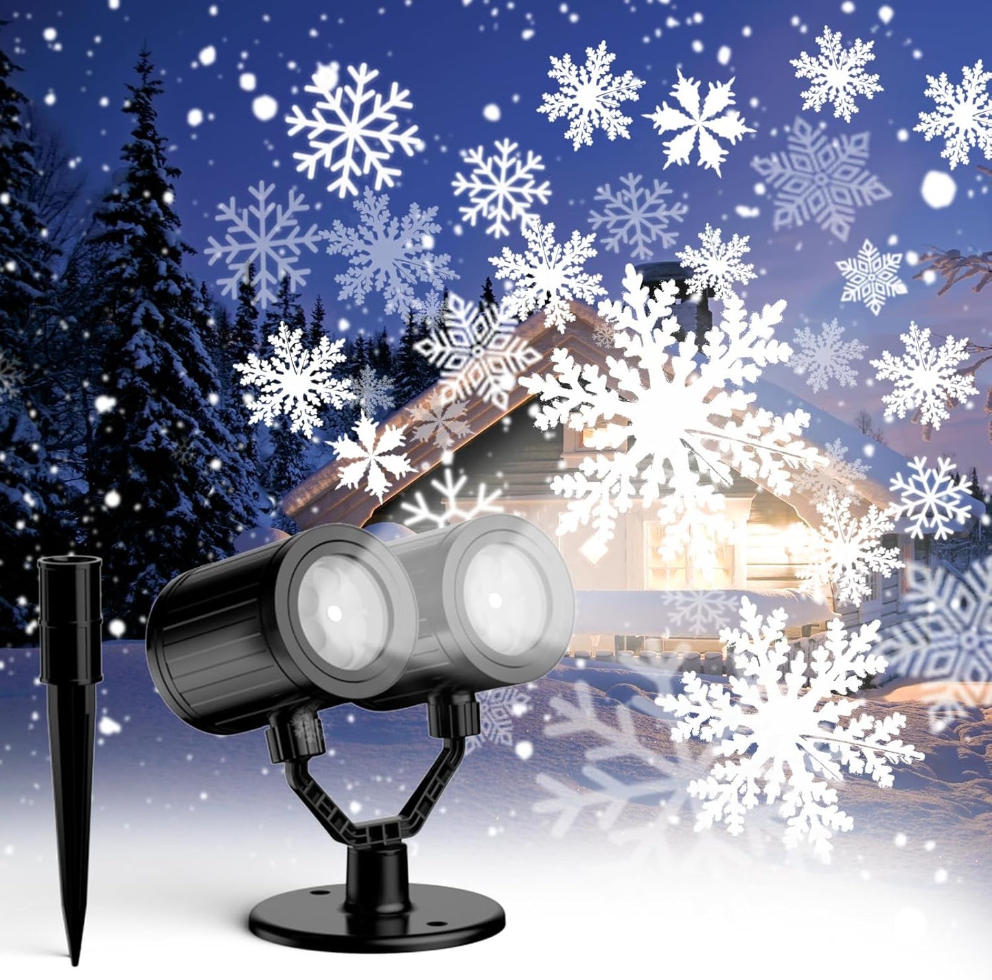 Luxurious Double Head Snowflake Projector - Festive Outdoor Light Show!