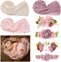 Buryeah 7 Pcs Baby Photoshoot Props Wrap Kit - Soft Newborn Sets