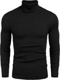 Men's Slim Fit Turtleneck Sweater - Casual Twist Pattern Pullover